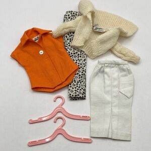 Vintage 1962 Barbie Doll Pants Cardigan Sweater Blouse & Sheath Skirt Set